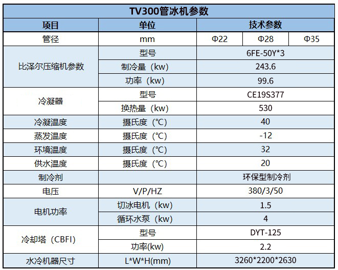 TV300管冰機,30噸管冰機
